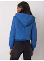 Fashionhunters Dámská krátká bunda s prošíváním Larah - modrá