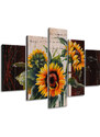 Gario Ručně malovaný obraz Skromné slunečnice - 5 dílný Rozměry: 150 x 70 cm