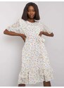 BASIC Bílé šaty s potiskem barevných květin --white Květinový vzor