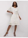 BASIC Bílé šaty s potiskem barevných květin --white Květinový vzor