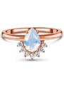 Emporial Royal Fashion prsten Diadém s drahokamem moonstonem 14k růžové zlato Vermeil GU-DR1907793R-ROSEGOLD-MOONSTONE-ZIRCON