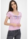 Pepe Jeans dámské růžové tričko Abbey