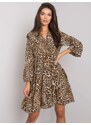 Fashionhunters Béžové a černé šaty s leopardím vzorem z Malajska