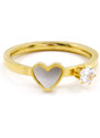 Jemný prsten Gold se srdíčkem zirkonem a perletí | DG Šperky