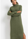 bonprix Pletené šaty s rolákovým límcem Zelená