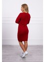 Červené svetrové vroubkované šaty