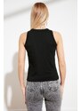 Trendyol Black Cotton, Sleeveless, Knitted Singlet