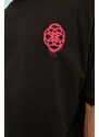 Trendyol Black Oversize/Wide Cut Geometric Printed 100% Cotton T-Shirt