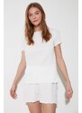 Trendyol White Corduroy T-shirt-Shorts Knitted Pajamas Set