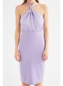 Trendyol Lilac Shirred Detailní večerní šaty