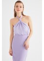 Trendyol Lilac Shirred Detailní večerní šaty