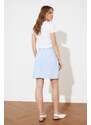 Trendyol Blue Asymmetric Closure Denim Skirt