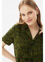 Trendyol Green Viscose Animal Patterned Shirt-Shorts Woven Pajama Set