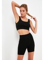 Trendyol Black Seamless/Seamless Knitted Sports Shorts Tights