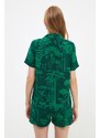 Trendyol Green Print Detailed Viscose Shirt-Shorts Pajamas Set