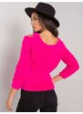 Fashionhunters RUE PARIS Fuchsiový svetr s trojúhelníkovým výstřihem