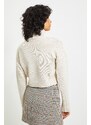 Trendyol Beige Crop Turtleneck Knitwear Sweater