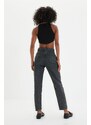 Trendyol Antracitová kapsa Detailní džíny s vysokým pasem