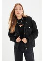 Trendyol Black Hooded Denim Jacket