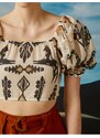 Koton Patterned Balloon Sleeve Blouse