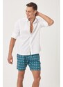 AC&Co / Altınyıldız Classics Men's Green Standard Fit Casual Patterned Swimwear Marine Shorts