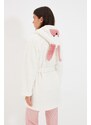 Trendyol Ecru Belted Animal Figured Hooded Wellsoft Knitted Dressing Gown