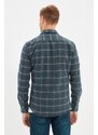 Trendyol Green Slim Fit Epaulette Lumberjack Plaid Shirt