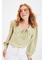 Trendyol Green Collar Detailed Woven Blouse