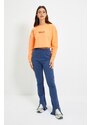 Trendyol Peach Embroidered Crop Knitted Thin Sweatshirt