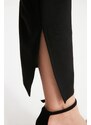 Trendyol Black Petite tkané kalhoty s vysokým pasem