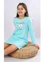 Vienetta Secret Dětská noční košile s dlouhým rukávem Sleeping day - azurová