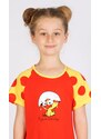 Vienetta Secret Dětská noční košile s krátkým rukávem Kuře - červená