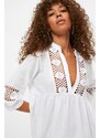 Trendyol Beige Mini Woven Lace Detailed 100% Cotton Beach Dress