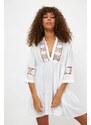 Trendyol Beige Mini Woven Lace Detailed 100% Cotton Beach Dress