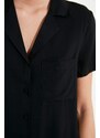 Trendyol Black Viscose Shirt-Shorts Woven Pajama Set