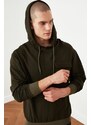 Trendyol Khaki Regular Fit Hooded Pocket Detail Cotton Sweatshirt