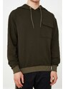 Trendyol Khaki Regular Fit Hooded Pocket Detail Cotton Sweatshirt