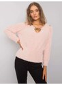 Fashionhunters Zaprášený růžový svetr s průstřihy od Leandre RUE PARIS