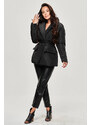 Ann Gissy Lehká černá dámská bunda s páskem (OMDL013)