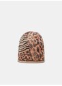 Hnědá dámská čepice s leopardím vzorem Desigual Animal Patch Gorro - Dámské