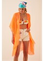 Happiness İstanbul Women's Orange Tie Cotton Kimono