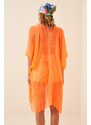 Happiness İstanbul Women's Orange Tie Cotton Kimono