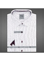 AMJ Pánská košile AMJ bavlněná, bílá zrníčkovaná VDSBR1189, dlouhý rukáv, slim fit