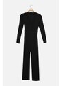 Trendyol Black Tie Detailed Knitted Jumpsuit