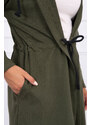 MladaModa Kardigán s kapucí a prodlouženou zádí model 8998 barva khaki