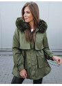 BASIC ZELENÁ ELEGANTNÍ ZATEPLENÁ PARKA Khaki