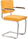 Žlutá manšestrová jídelní židle ZUIVER RIDGE KINK RIB s područkami