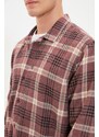 Trendyol Claret Red Men Regular Fit Shirt Collar Long Sleeve Lumberjack Plaid Shirt