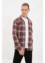 Trendyol Claret Red Men Regular Fit Shirt Collar Long Sleeve Lumberjack Plaid Shirt