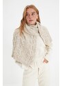 Trendyol Beige Knitted Detailed Knitwear Scarf